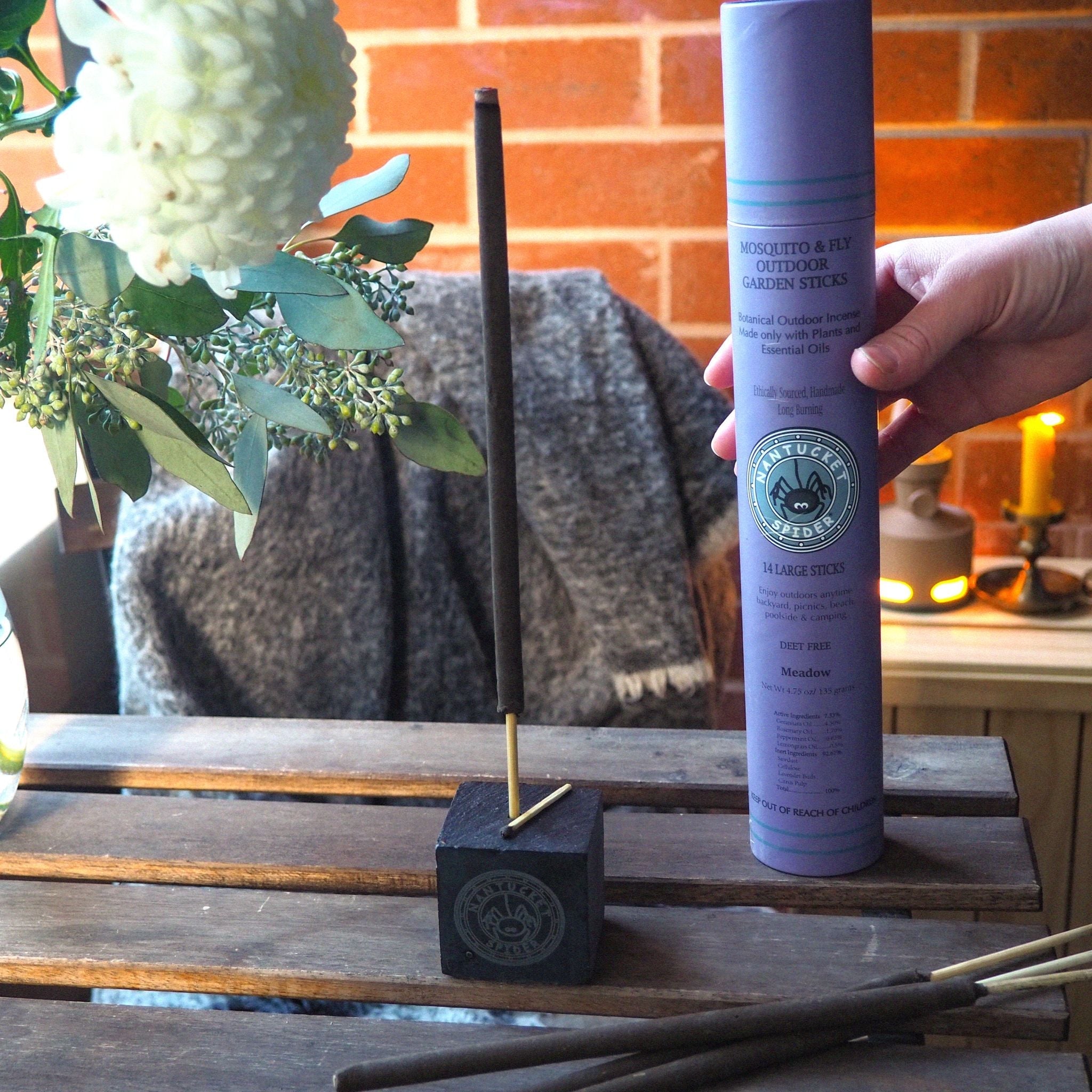 Bundle & Save 15%: Incense Holder + Mosquito & Fly Repelling Outdoor Garden Incense Sticks